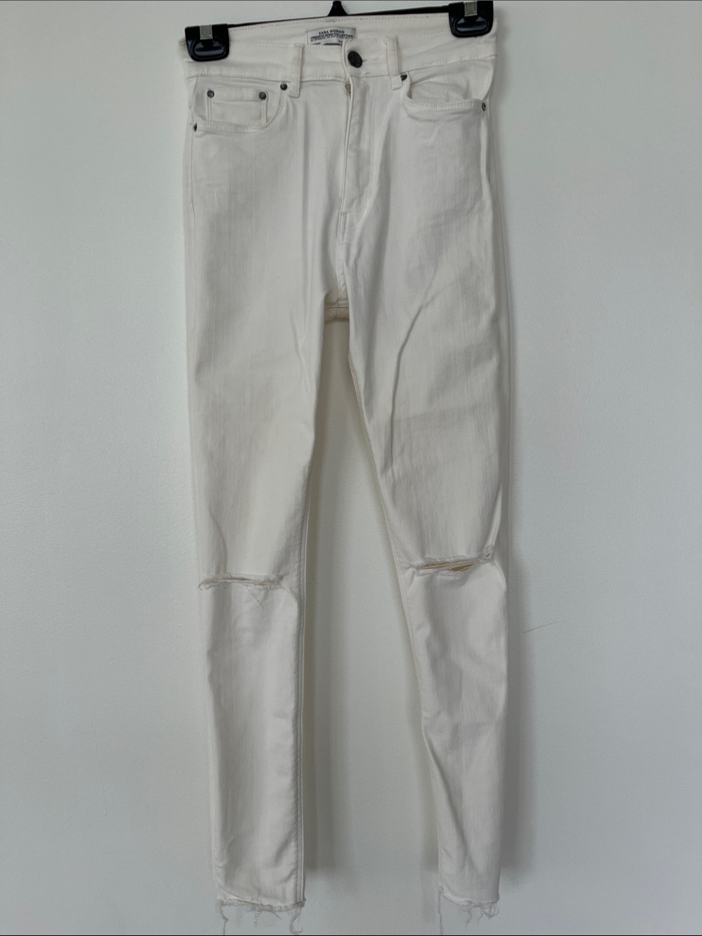 Zara White Skinny Distressed Jeans